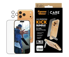 „Panzer Glass CARE by PanzerGlass Feature Kick 3in1“ dėklas + stiklas + objektyvas, skirtas „iPhone 17 Pro Max“