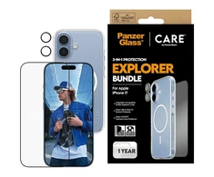 „Panzer Glass CARE by PanzerGlass Flagship Explorer 3in1“ dėklas + stiklas + objektyvas, skirtas „iPhone 17“