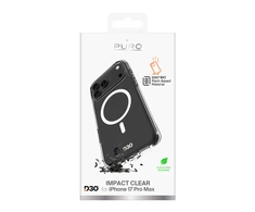 Puro Impact Clear D3O TPU+PC dėklas suderinamas su MagSafe skirtas Apple iPhone 17 Pro Max – skaidrus