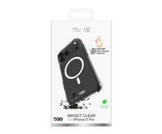 Puro Impact Clear D3O TPU+PC dėklas suderinamas su MagSafe skirtas Apple iPhone 17 Pro - skaidrus