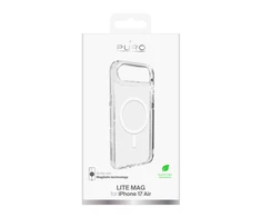Puro Lite Mag TPU+PC dėklas suderinamas su MagSafe skirtas Apple iPhone 17 Air – skaidrus su baltos spalvos žiedu