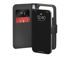 Puro Wallet Stand dėklas skirtas Apple iPhone 17 Pro Max Made of Eco-Leather, with a Flap, Wallet, and Stand Function - juodos spalvos