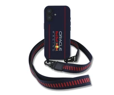Red Bull Raudona Bull Raudona Bull silikoninis Vertical Logo MagSafe Case + Crossbody Strap for iPhone 16 dėklas telefonui mėlynos spalvos