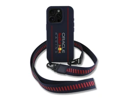 Red Bull Raudona Bull Raudona Bull silikoninis Vertical Logo MagSafe Case + Crossbody Strap for iPhone 16 Pro Max dėklas telefonui mėlynos spalvos