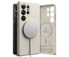 Dėklas Ringke Silicone MagSafe Samsung Galaxy S25 Ultra - rusvai gelsvas