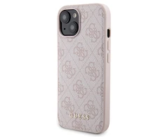 Apple iPhone 15 Guess dėklas + Powerbank MagSafe 4G Metal Logo 5000mAh (GUBPM5P15S4GEMGP) rožinės spalvos