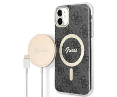Apple iPhone 11 Guess dėklas 4G Print MagSafe + Belaidis Įkroviklis (GUBPP13XH4EACSW) juodos spalvos