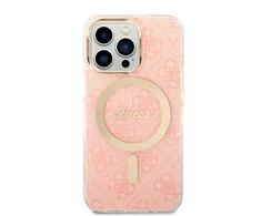 Apple iPhone 13 Pro Max Guess dėklas 4G Print MagSafe + Belaidis Įkroviklis (GUBPP14SH4EACSB) rožinės spalvos