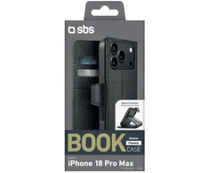 Dėklas SBS Wallet Classic Case for iPhone 18 Pro Max with Wallet and Stand - Juodas