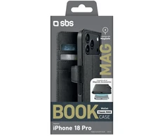 Dėklas SBS Wallet Classic Mag Case for iPhone 18 Pro with Wallet and Stand, MagSafe Compatible - Juodas