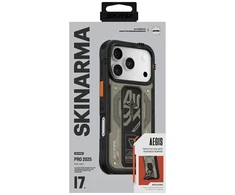 Dėklas Skinarma Aegis skirtas Apple iPhone 17 Pro Magnetic Charging + Grip Stand pilkos spalvos