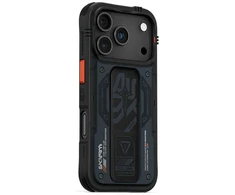 „Skinarma Aegis“ dėklas, skirtas „iPhone 17 Pro“, magnetinis įkrovimas ir laikiklis, tamsiai mėlynas