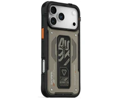 Dėklas Skinarma Aegis skirtas Apple iPhone 17 Pro Max Magnetic Charging + Grip Stand pilkos spalvos