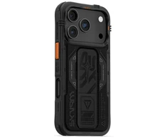 Skinarma Phantom dėklas skirtas Apple iPhone 17 Pro Magnetic Charging + Grip Stand juodos spalvos
