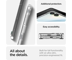 Dėklas Spigen AirSkin Mag MagSafe Samsung Galaxy Z Flip 7 Crystal skaidrus ir baltos spalvos