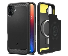Spigen dėklas RUGGED ARMOR MAG compatible su MagSafe skirtas Apple iPhone 16 matte juodos spalvos