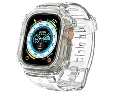 „Spigen Rugged Armor Pro“ dėklas – apyrankė su dėklu, skirta „Apple Watch Ultra“ 49 mm (skaidrus)