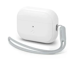 Spigen Silikoninis dėklas Silicone Fit baltas + pilkas dirželis - AirPods Pro (2-os kartos)