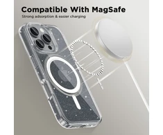 Apple iPhone 16 Pro Max Tech-Protect FlexAir Hybrid MagSafe Glitter dėklas telefonui skaidrus