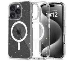 Apple iPhone 16 Pro Max Tech-Protect FlexAir Hybrid MagSafe Glitter dėklas telefonui skaidrus