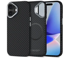„Tech-Protect Ion Carbon MagSafe“ dėklas, skirtas „iPhone 17“ - juodas ir sidabrinis
