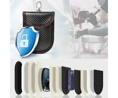 Dėklas TECH-PROTECT KLR100 POUCH KEYLESS RFID SIGNAL BLOCKER CASE CARBON Juodas/Raudonas