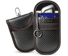 Dėklas TECH-PROTECT KLR100 POUCH KEYLESS RFID SIGNAL BLOCKER CASE CARBON Juodas/Raudonas