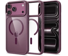 Dėklas Tech-Protect Magmat Magsafe CC do iPhone 17 Pro / 18 Pro dark cherry/clear