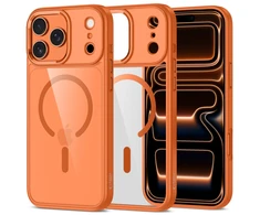 „Tech-Protect MagMat MagSafe“ dėklas, skirtas „iPhone 17 Pro“ – permatomas oranžinis