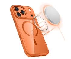 „Tech-Protect MagMat MagSafe“ dėklas, skirtas „iPhone 17 Pro“ – permatomas oranžinis