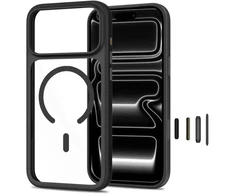 Tech-Protect MagOne CC MagSafe Case + Tempered Glass 2 vnt. for iPhone 18 Pro / 17 Pro - Clear Juodas