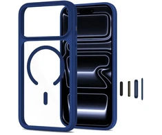 Tech-Protect MagOne MagSafe CC Case + Tempered Glass 2 vnt. for iPhone 18 Pro Max / 17 Pro Max - Clear Navy Mėlyna