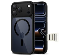 „Tech-Protect Magpeak Magsafe CC“ dėklas, skirtas „iPhone 17 Pro“ – skaidrus, juodas