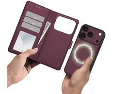 Tech-Protect Wallet MagSafe dėklas, skirtas iPhone 17 Pro Max / 18 Pro Max – bordo spalvos