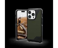UAG Urban Armor Gear dėklas METROPOLIS LT, suderinamas su „MagSafe“, skirtas IPHONE 15 Pro, alyvuogių spalvos, kevlaras