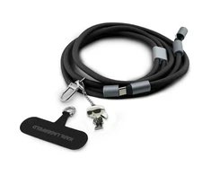 Universal Karl Lagerfeld CBDY Ikonik Charm USB-C/USB-C kabelis Lanyard juodos spalvos