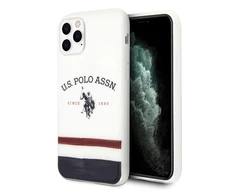 Dėklas „Us Polo Assn“ „US Polo“ USHCN65PCSTRB „iPhone 11 Pro Maxbaltos spalvos trispalvių raštų kolekcija“