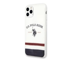 Dėklas „Us Polo Assn“ „US Polo“ USHCN65PCSTRB „iPhone 11 Pro Maxbaltos spalvos trispalvių raštų kolekcija“