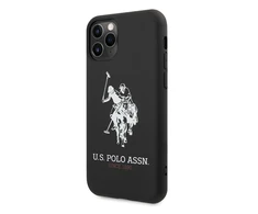 Dėklas „Us Polo Assn US Polo“ USHCN65SLHRBK „iPhone 11 Pro Maxjuodos spalvos silikoninė kolekcija“