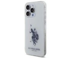 Us Polo Assn US Polo USHCP15XTPUHRBH Apple iPhone 15 Pro Max 6,7" dėklas telefonui baltos spalvos Shiny Big Logo