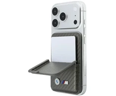 Dėklas Portfel BMW M Carbon Metal Logos MagSafe antracito