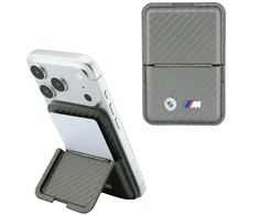 Dėklas Portfel BMW M Carbon Metal Logos MagSafe antracito