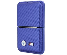 Dėklas Portfel BMW M Carbon Metal Logos MagSafe mėlyna