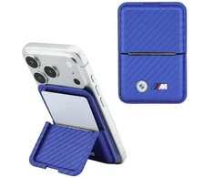 Dėklas Portfel BMW M Carbon Metal Logos MagSafe mėlyna