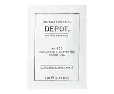„Depot 400 Shave Specifications No. 403“ saldžiųjų migdolų minkštinamasis aliejus prieš skutimąsi, 5 ml
