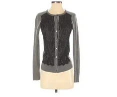 Dermacol Ann Taylor Cardigan Sweater: Gray Solid Sweaters &amp; Sweatshirts - Size X-Small