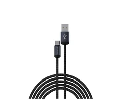 Devia kabelis Gracious EC649 USB - USB-C 1,0 m 2A juodos spalvos