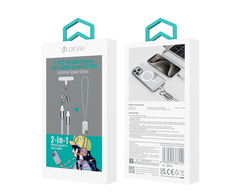 Devia kabelis lanyard 2in1 PD USB-C - USB-C 1,2 m 60W violetinės spalvos