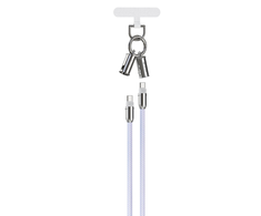 Devia kabelis lanyard 2in1 PD USB-C - USB-C 1,2 m 60W violetinės spalvos