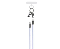 Devia kabelis lanyard 2in1 PD USB-C - USB-C 1,2 m 60W violetinės spalvos